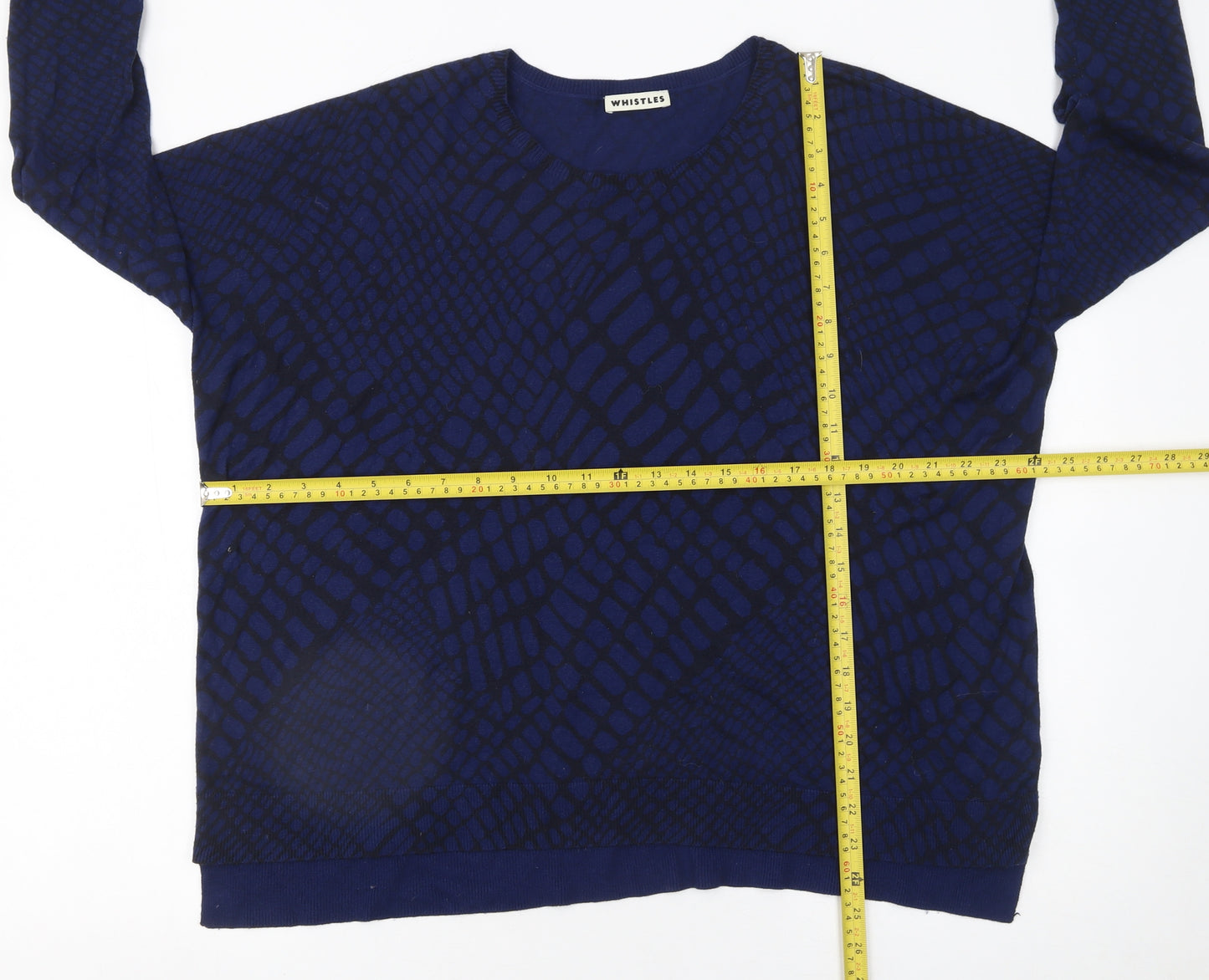 Whistles Womens Blue Geometric Knit Pullover Jumper UK 10