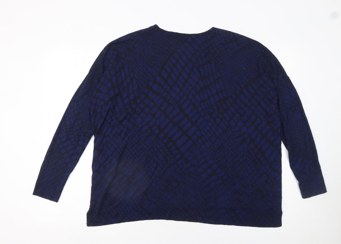 Whistles Womens Blue Geometric Knit Pullover Jumper UK 10
