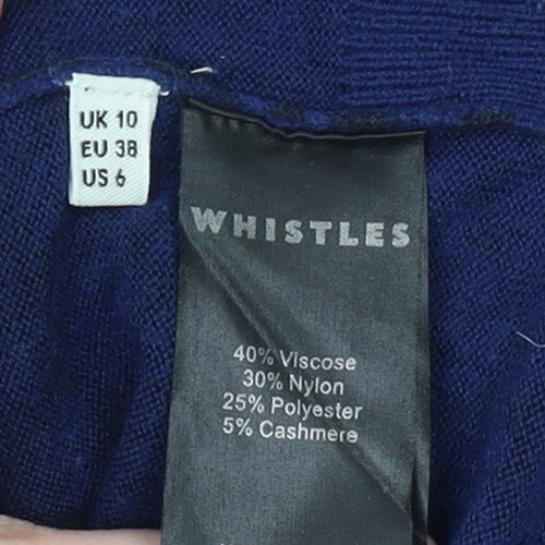 Whistles Womens Blue Geometric Knit Pullover Jumper UK 10