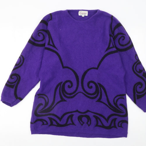 Emreco Women’s Purple Wool Blend Jumper Size 12 Vintage Pullover