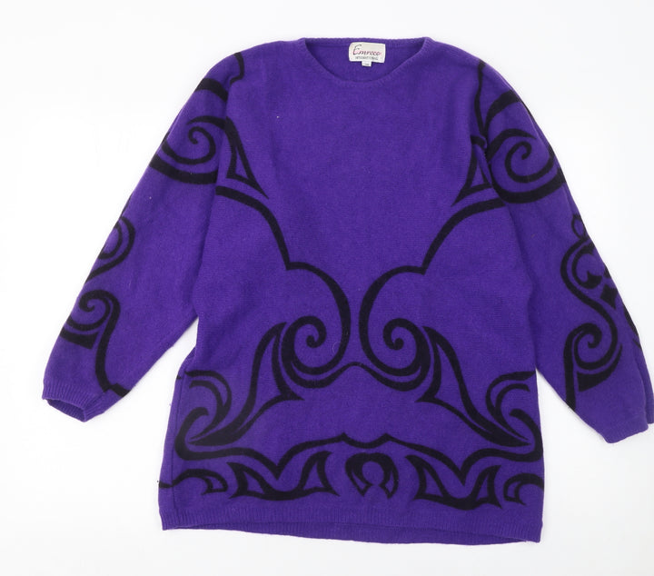 Emreco Women’s Purple Wool Blend Jumper Size 12 Vintage Pullover