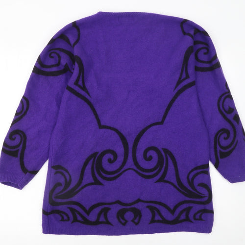 Emreco Women’s Purple Wool Blend Jumper Size 12 Vintage Pullover