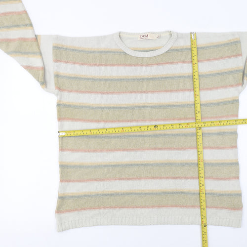EWM Women’s Multicoloured Striped Cotton Blend Pullover Jumper Size 18