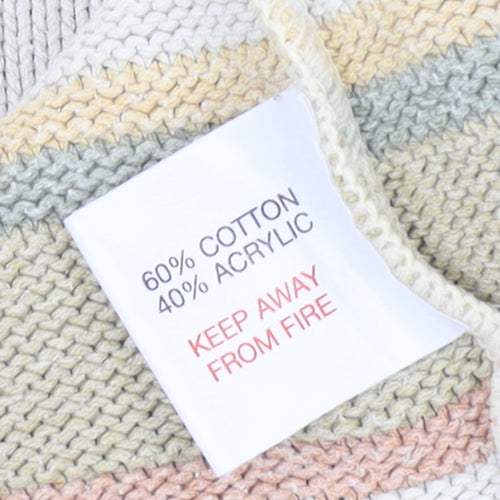 EWM Women’s Multicoloured Striped Cotton Blend Pullover Jumper Size 18