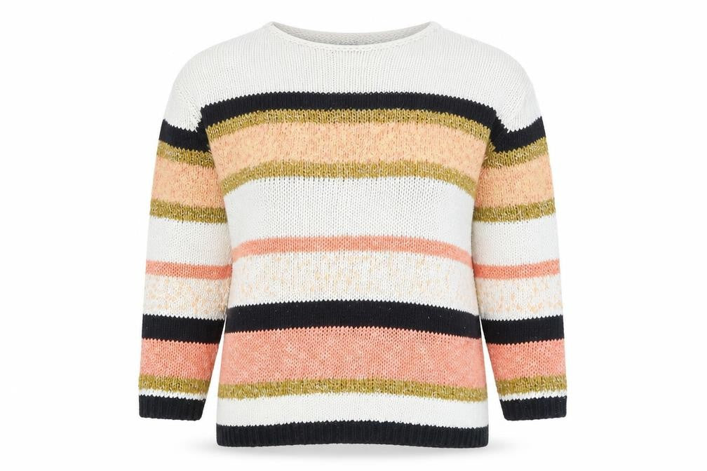 Front view of Marks & Spencer Women’s Multicoloured Striped Knit Jumper, size L