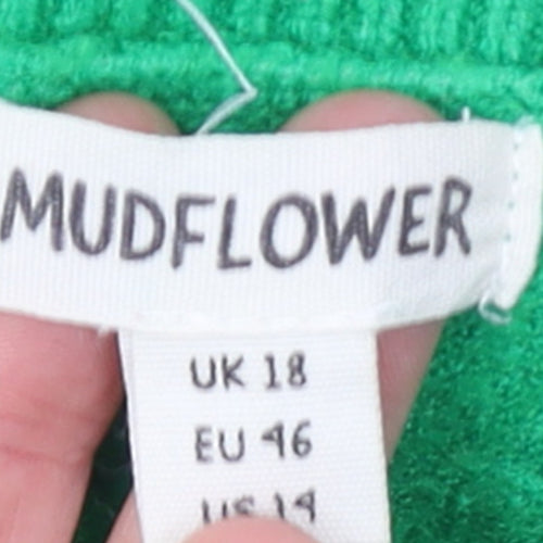 Mudflower Women’s Green Crew Neck Knit Jumper Size 18