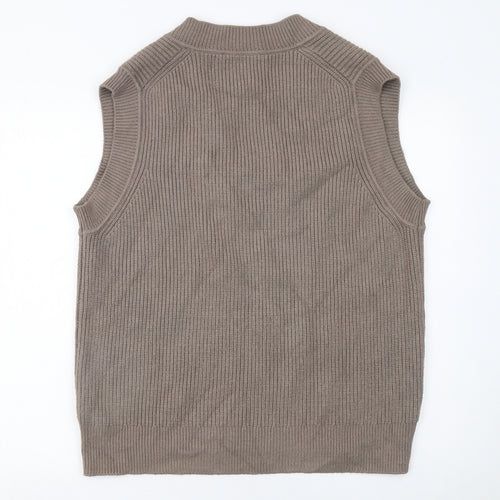 Zara Women Brown Sleeveless V-Neck Knit Vest Jumper Size S