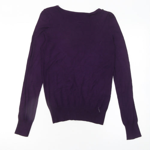 Oasis Women's Purple Lace Scoop Neck Long Sleeve Pullover Jumper XS