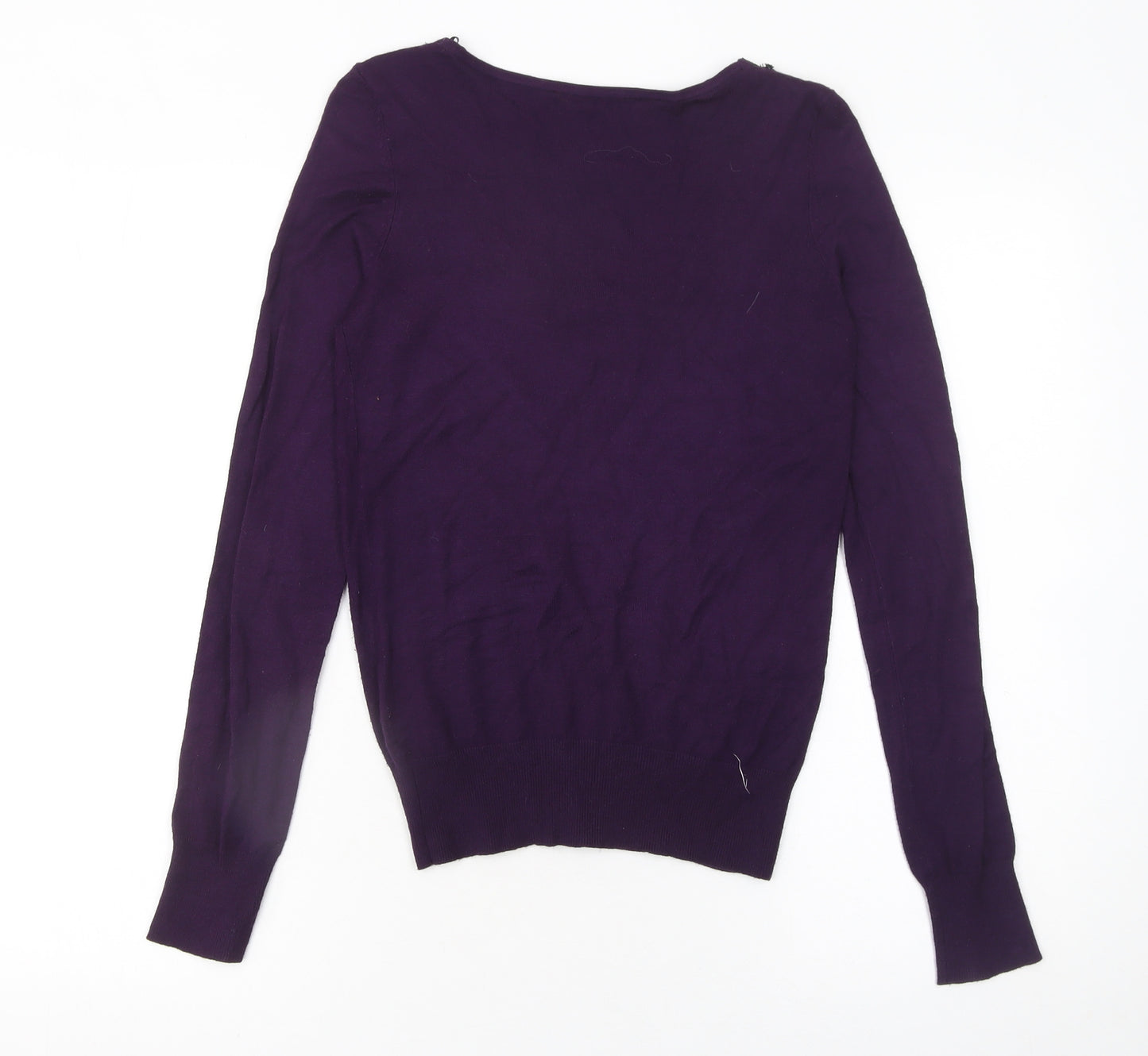 Oasis Women's Purple Lace Scoop Neck Long Sleeve Pullover Jumper XS