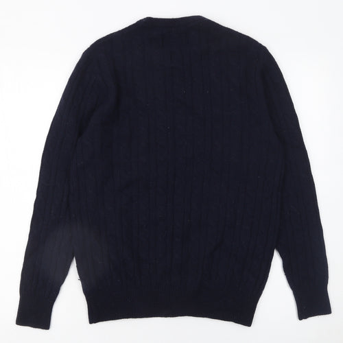 Jack Wills Men's Blue Cable-Knit Wool Jumper M Crew Neck Pullover
