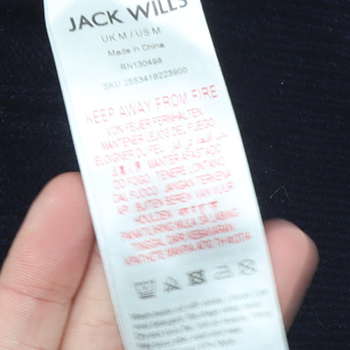 Jack Wills Men's Blue Cable-Knit Wool Jumper M Crew Neck Pullover