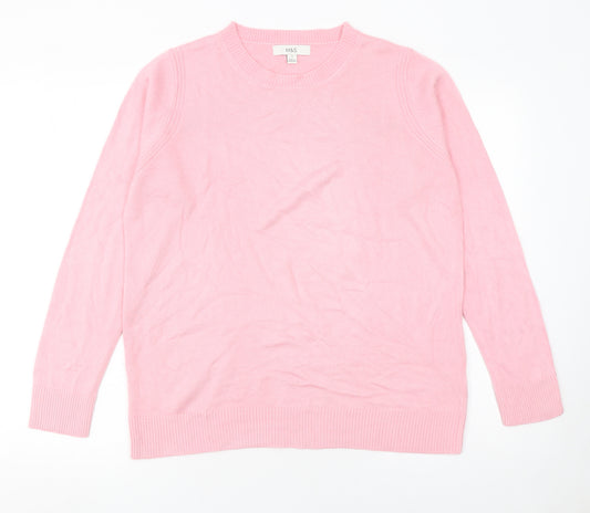 Marks and Spencer Women’s Pink Acrylic Crew Neck Jumper Size 12