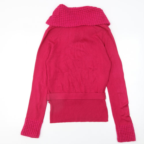 Bay Womens Pink Cowl Neck Belted Pullover Jumper Size 12