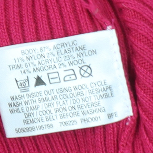 Bay Womens Pink Cowl Neck Belted Pullover Jumper Size 12