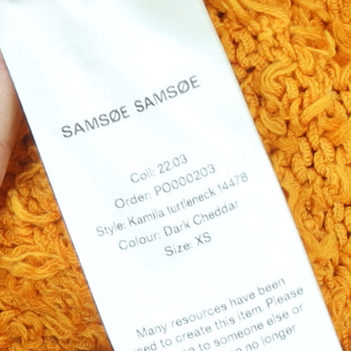 Samsøe Samsøe Women’s Orange Roll Neck Chunky Knit Jumper XS
