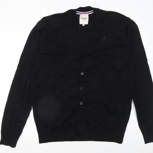 Kangol Men's Black Cotton Knit V-Neck Cardigan S