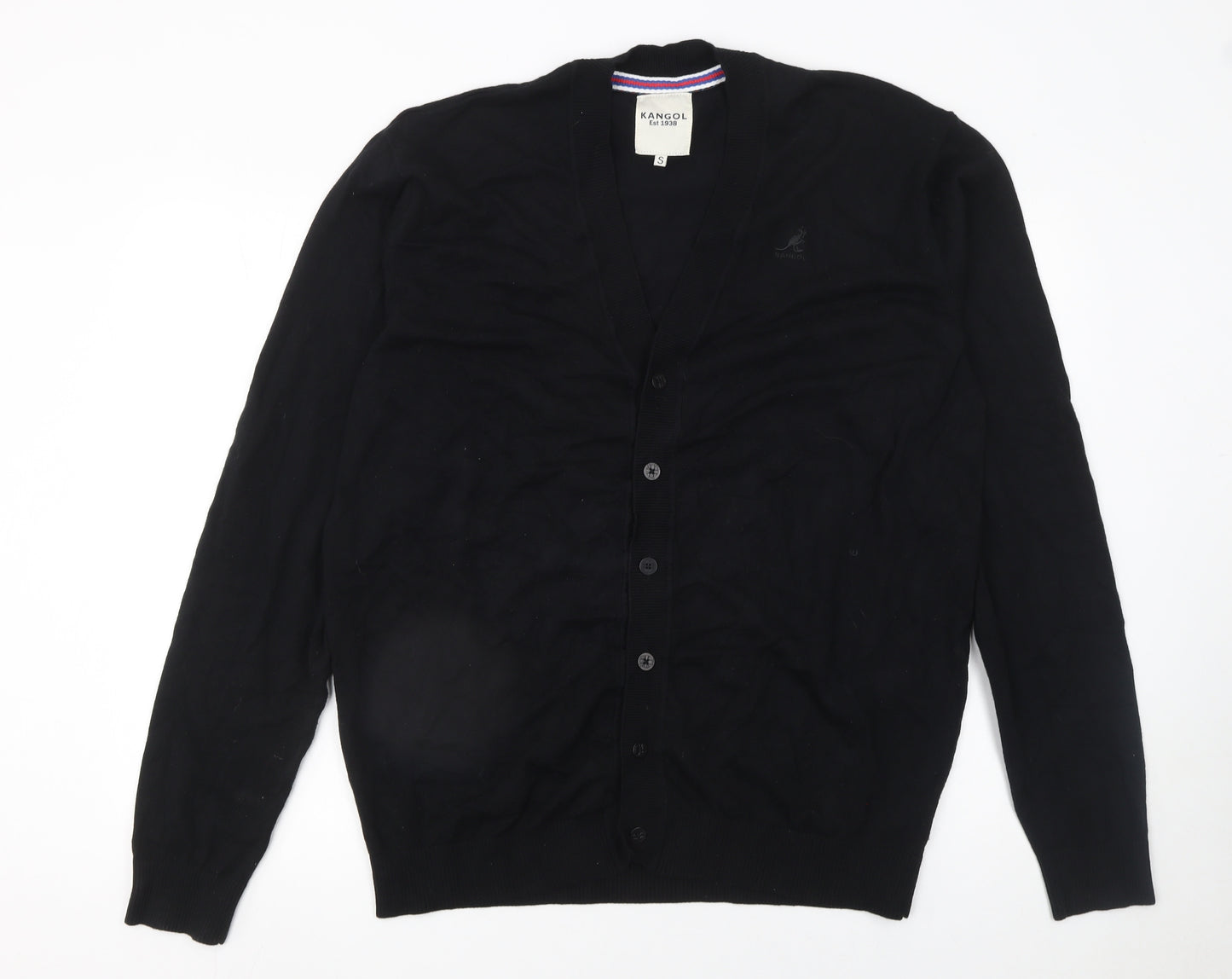 Kangol Men's Black Cotton Knit V-Neck Cardigan S