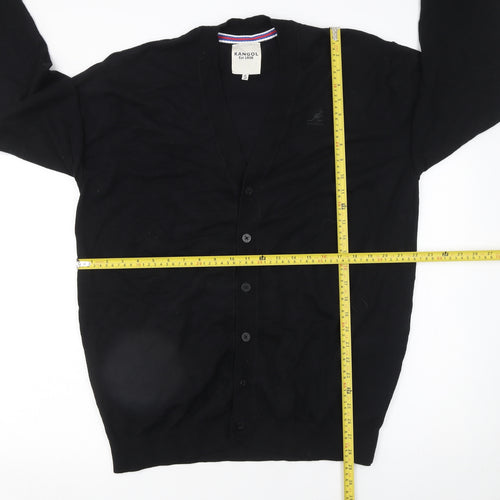 Kangol Men's Black Cotton Knit V-Neck Cardigan S