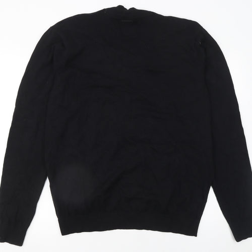 Kangol Men's Black Cotton Knit V-Neck Cardigan S