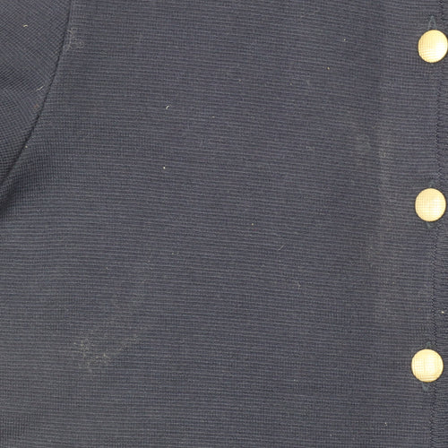 Canda Women’s Blue Cardigan L Knit Button Front Crew Neck Wool Blend