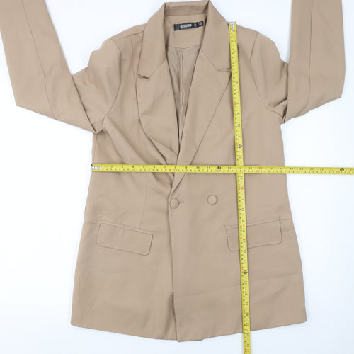 Missguided Women’s Beige Double-Breasted Blazer UK 10 Regular Fit