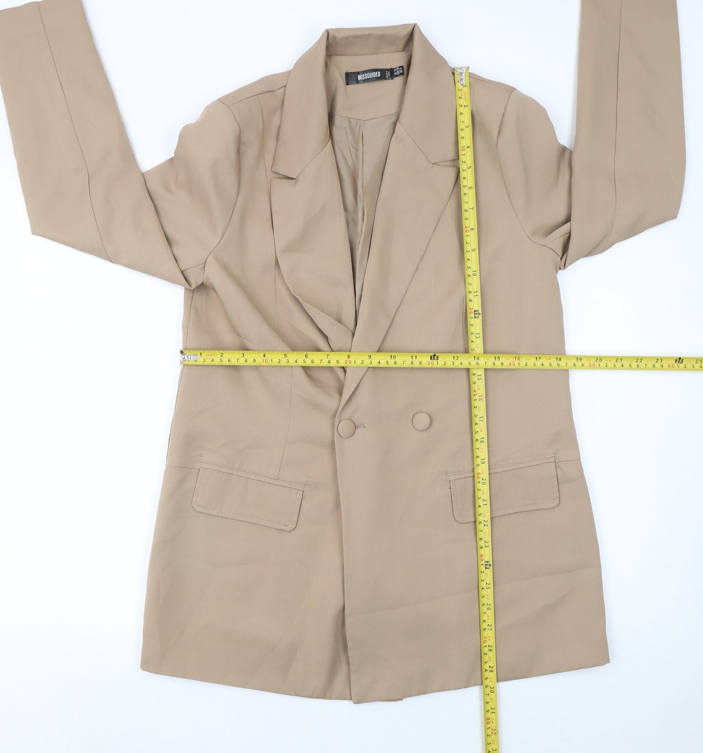 Missguided Women’s Beige Double-Breasted Blazer UK 10 Regular Fit