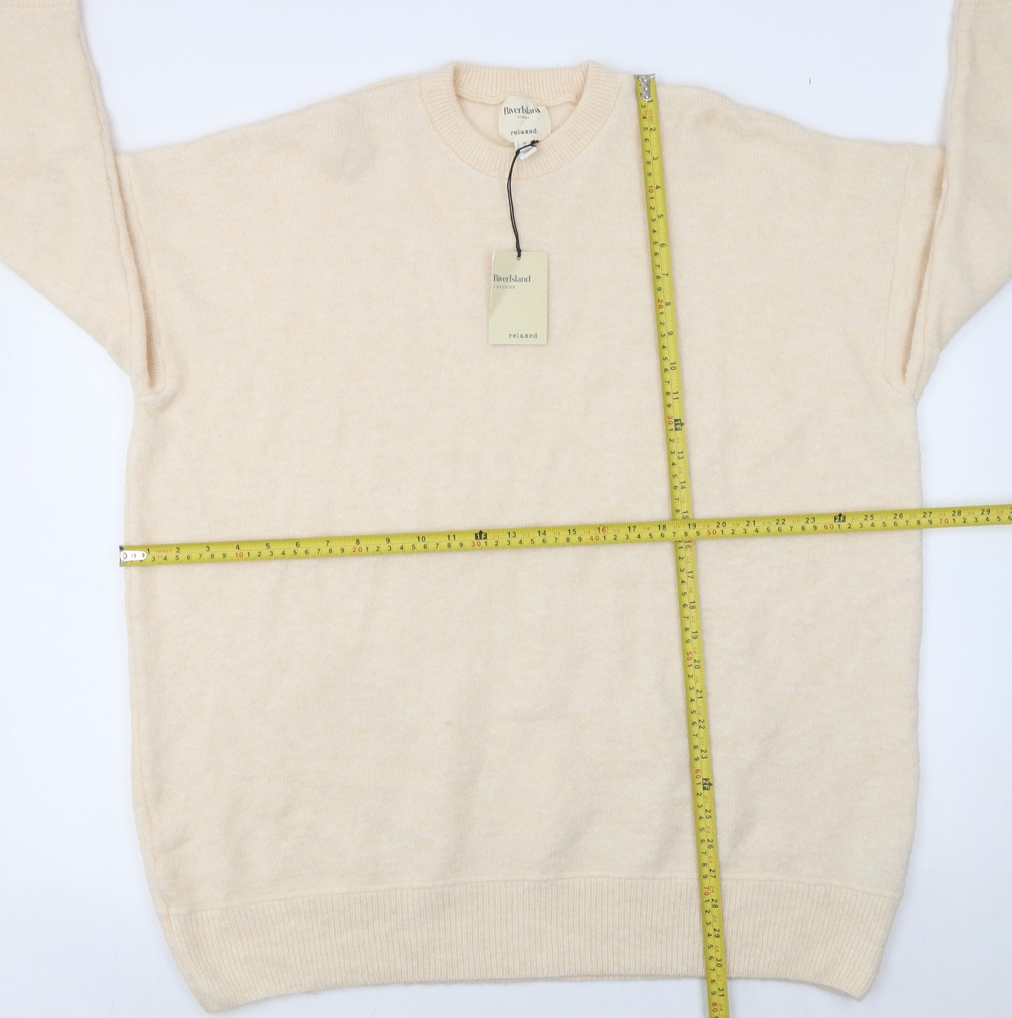 River Island Women Beige Relaxed Knit Crew Neck Jumper Size S