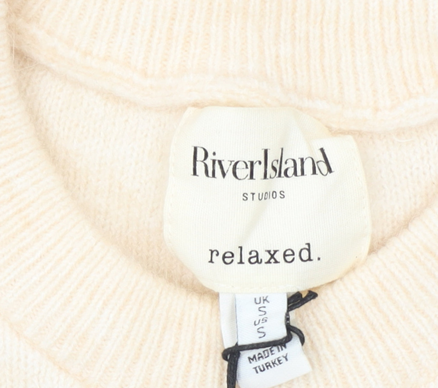River Island Women Beige Relaxed Knit Crew Neck Jumper Size S