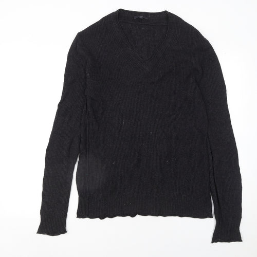 Gap Women's Black V-Neck Knit Jumper Size M Cotton Blend