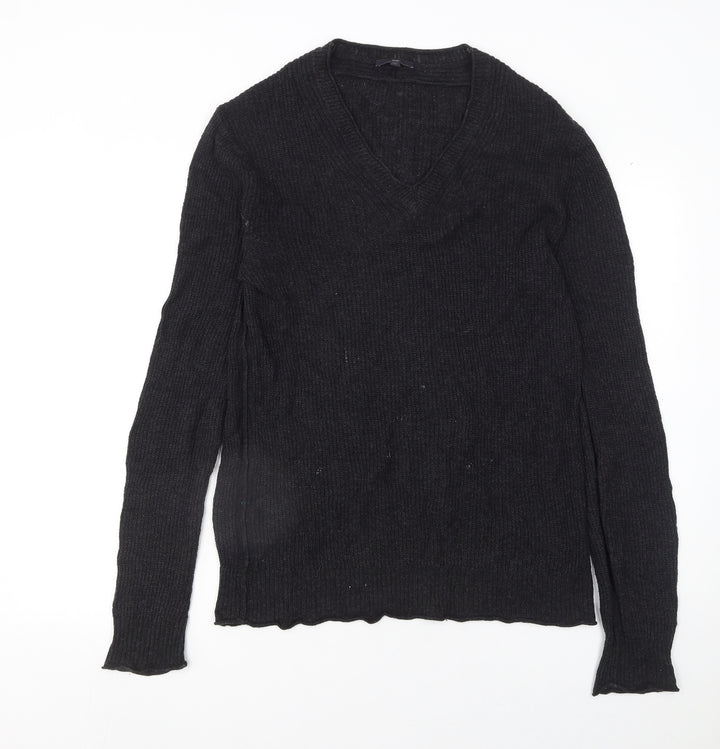 Gap Women's Black V-Neck Knit Jumper Size M Cotton Blend