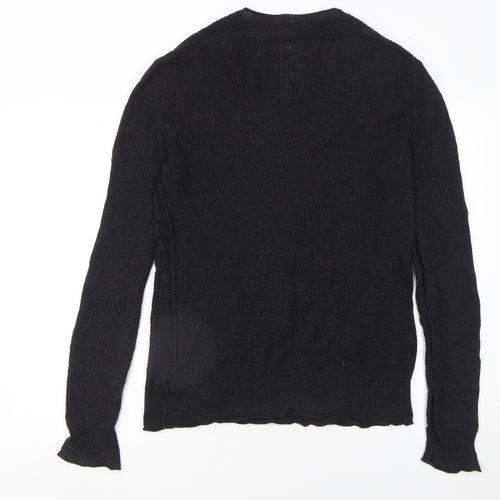 Gap Women's Black V-Neck Knit Jumper Size M Cotton Blend