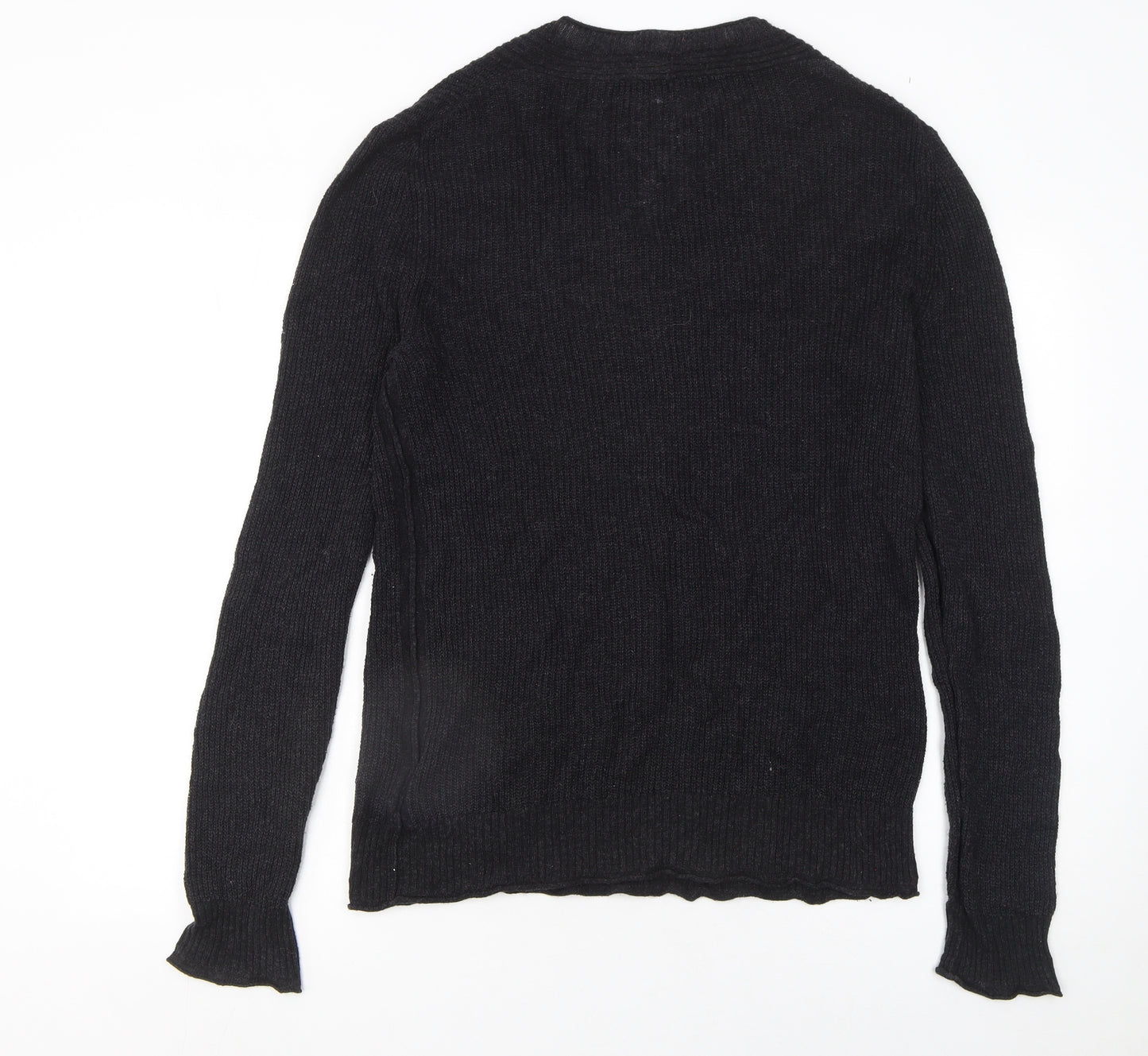 Gap Women's Black V-Neck Knit Jumper Size M Cotton Blend