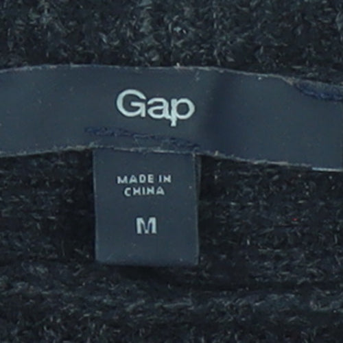 Gap Women's Black V-Neck Knit Jumper Size M Cotton Blend