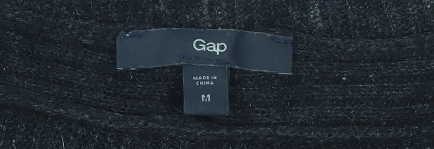 Gap Women's Black V-Neck Knit Jumper Size M Cotton Blend