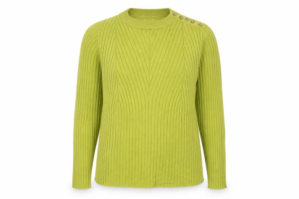 Marks and Spencer Women Green Mock Neck Ribbed Jumper Size 14