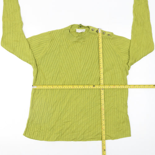Marks and Spencer Women Green Mock Neck Ribbed Jumper Size 14