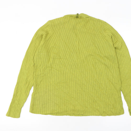 Marks and Spencer Women Green Mock Neck Ribbed Jumper Size 14