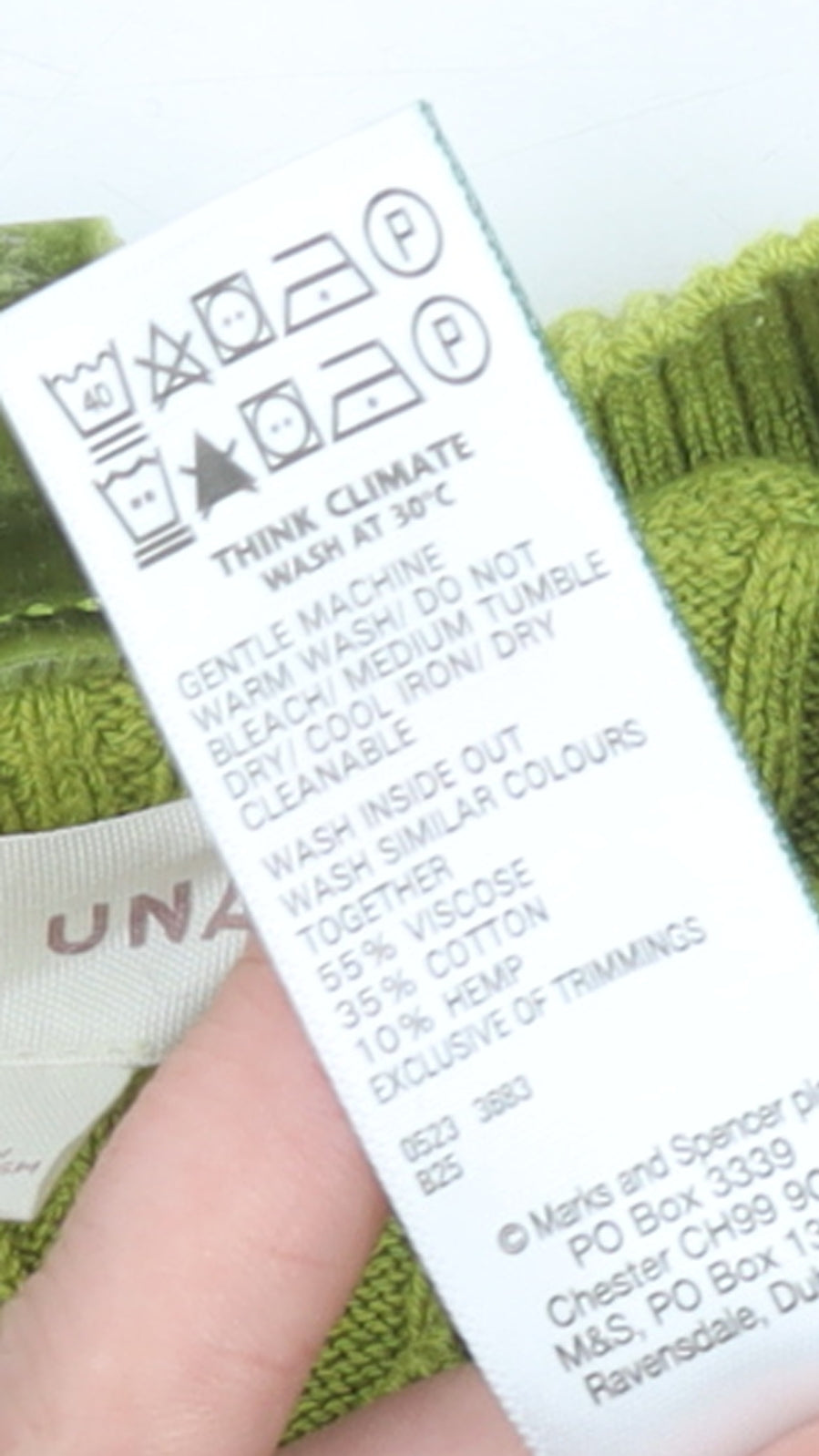 Marks and Spencer Women Green Mock Neck Ribbed Jumper Size 14