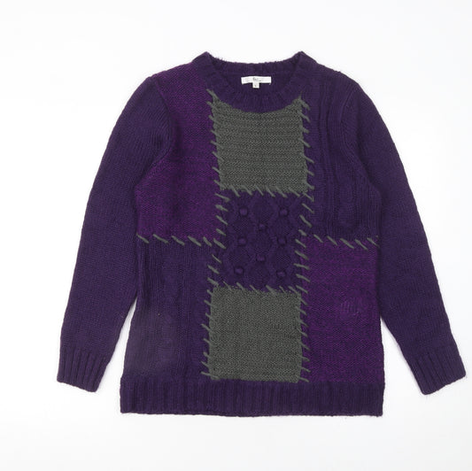 Klass Collection Women's Purple Cable-Knit Pullover Jumper Size L