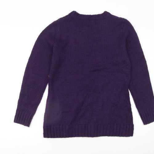Klass Collection Women's Purple Cable-Knit Pullover Jumper Size L