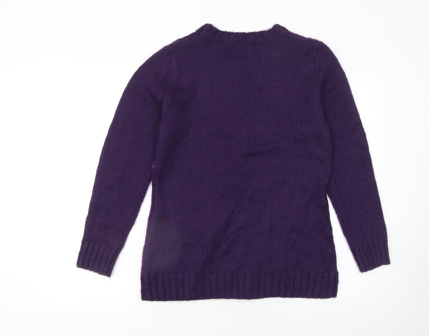 Klass Collection Women's Purple Cable-Knit Pullover Jumper Size L