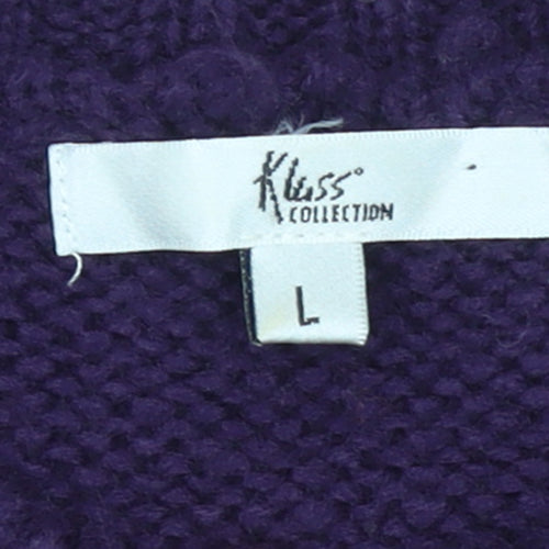 Klass Collection Women's Purple Cable-Knit Pullover Jumper Size L