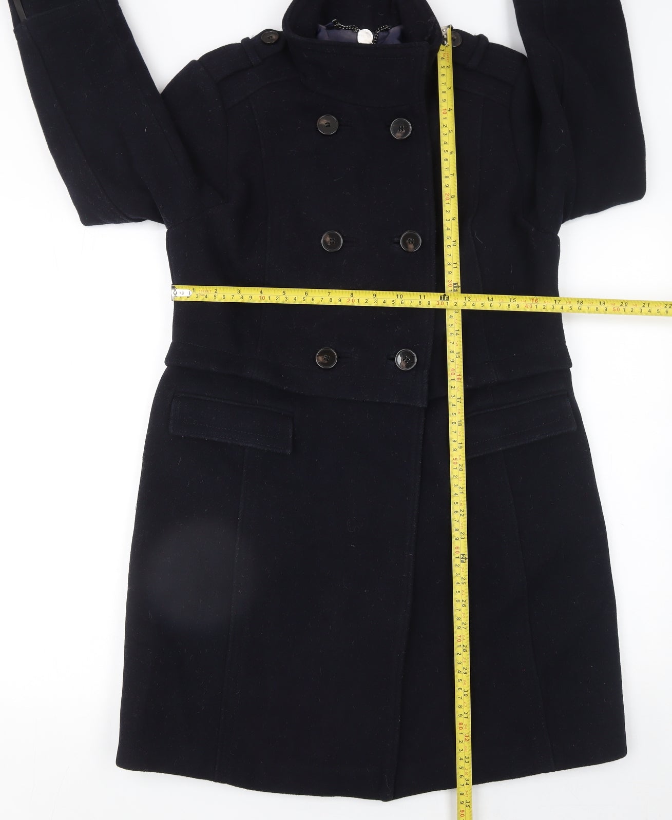 Marks and Spencer Women’s Navy Wool Blend Pea Coat UK 10 Lined