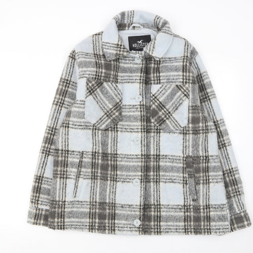 Hollister Men's Grey Plaid Flannel Shacket Jacket M Regular Fit