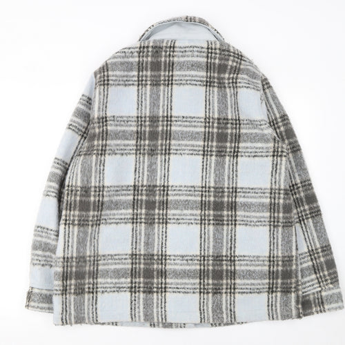 Hollister Men's Grey Plaid Flannel Shacket Jacket M Regular Fit