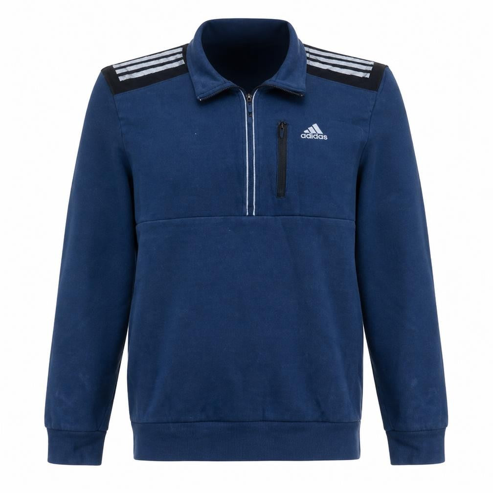 Front view of Adidas Men Blue Sports 1/2 Zip Sweatshirt Regular Fit M