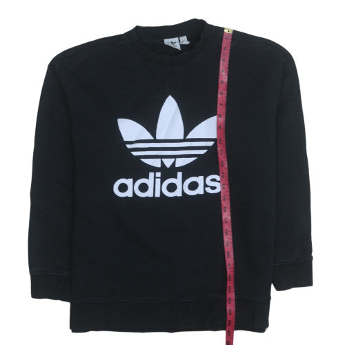 Adidas Womens Black Crew Neck Pullover Sweatshirt Size 16 Logo Print