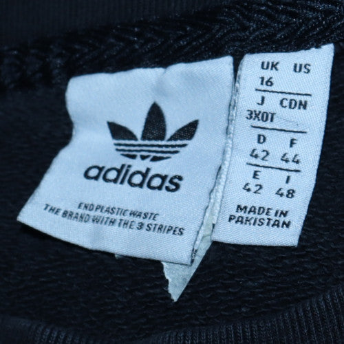 Adidas Womens Black Crew Neck Pullover Sweatshirt Size 16 Logo Print