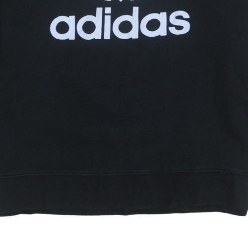 Adidas Womens Black Crew Neck Pullover Sweatshirt Size 16 Logo Print