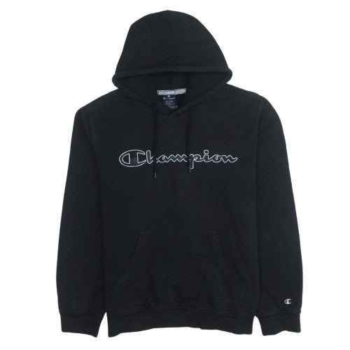 Champion Men's Black Pullover Hoodie Medium Logo Fleece